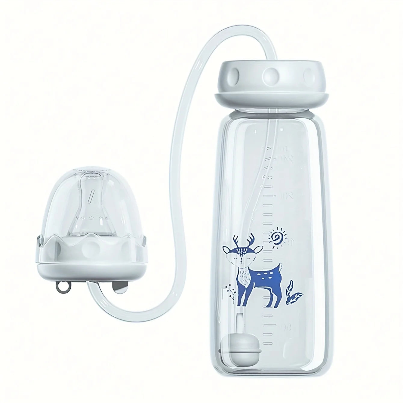 Babyflasche 240 ml mit Normalhals + Strohhalmbürste – freihändiges PP-Set